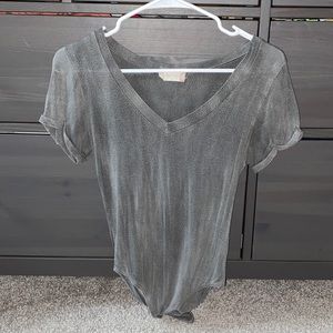 Altar’d State gray short sleeve v-neck bodysuit
